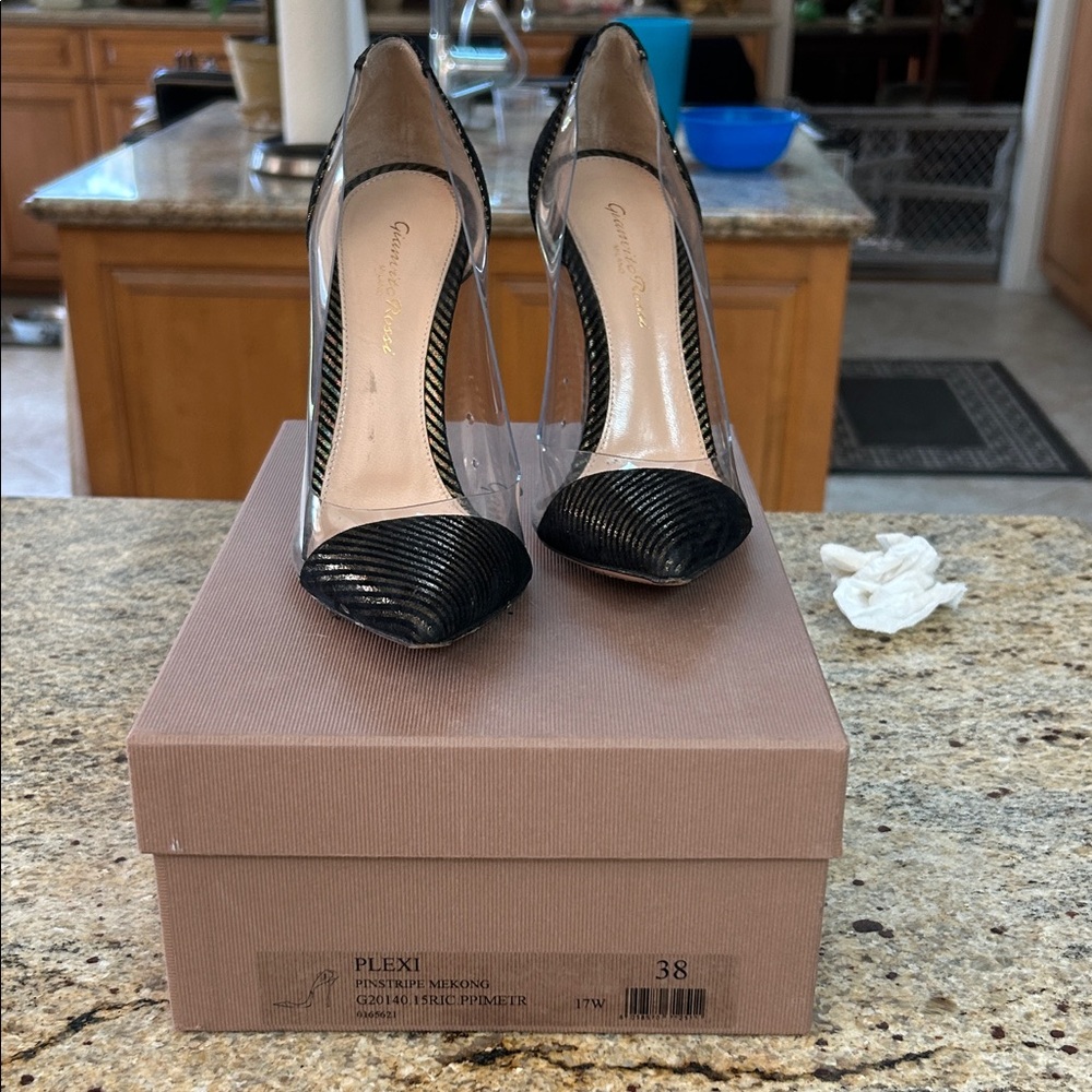 Gianvito Rossi Black and Silver Women's Heels